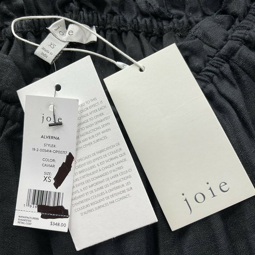 Joie Jumpsuit Womens Sz XS Alverna Black Linen Wide Off Shoulder Nwt Msrp $348 - Picture 4 of 11